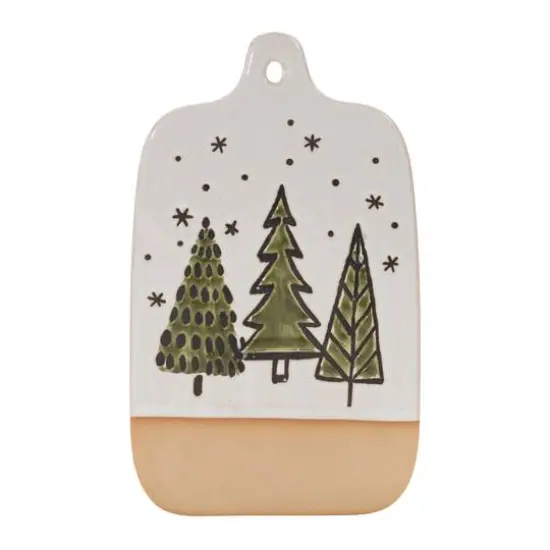 10.5" Ceramic Pine Tree Cutting Board Tray Set  {3}