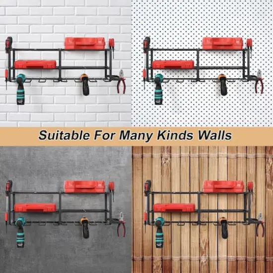 NEX&trade; 27" Black Wire Power Tool Wall Organizer {5}