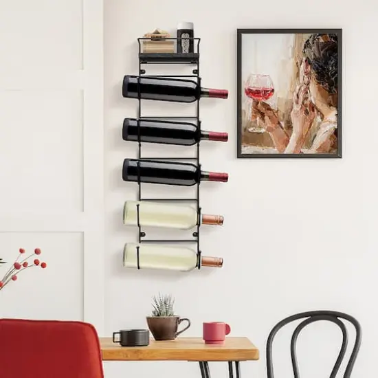 Sorbus Wall Mounted Towel Rack with Shelf Black {5}