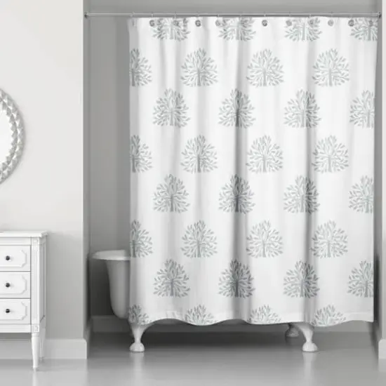 Blooming Bush Shower Curtain, 71" x 74" White {3}