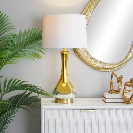 Gold Glass Glam Accent Lamp, 15" x 15" x 27" {10}