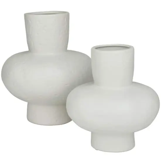 CosmoLiving by Cosmopolitan White Ceramic Gourd Style Vase Set of 2 9", 11" {3}