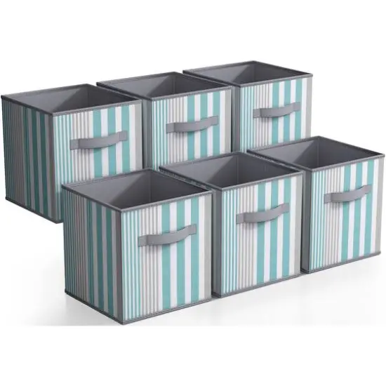 Sorbus 11" Aqua & Gray Foldable Storage Cubes, 6ct. {1}