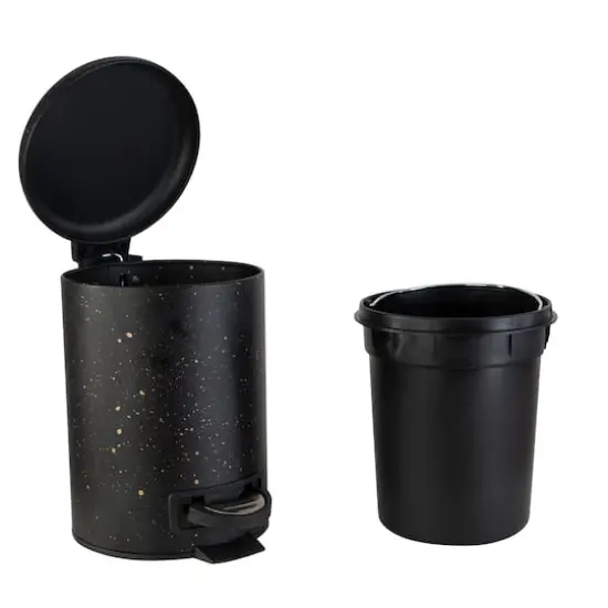 Elle D&eacute;cor Black Speckled Design Step Bin with Lid Trash Can {4}