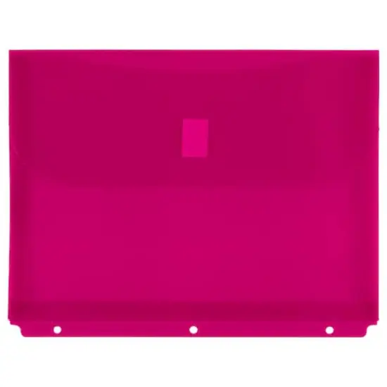 JAM Paper 9.5" x 11.5" Plastic 3 Hole Punch Binder Hook & Loop Closure Envelopes, 6ct. {6}