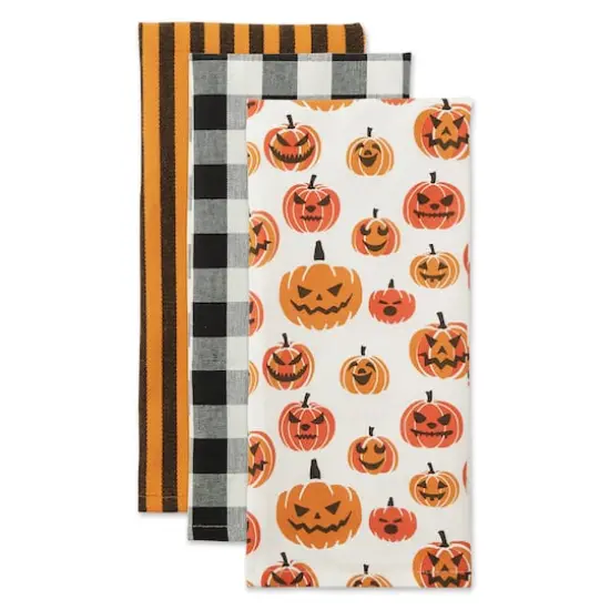 DII&reg; Pumpkin Faces Dishtowel Set {4}