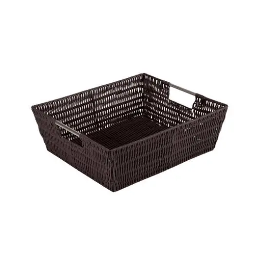 Simplify Chocolate Shelf Storage Rattan Tote Basket {8}