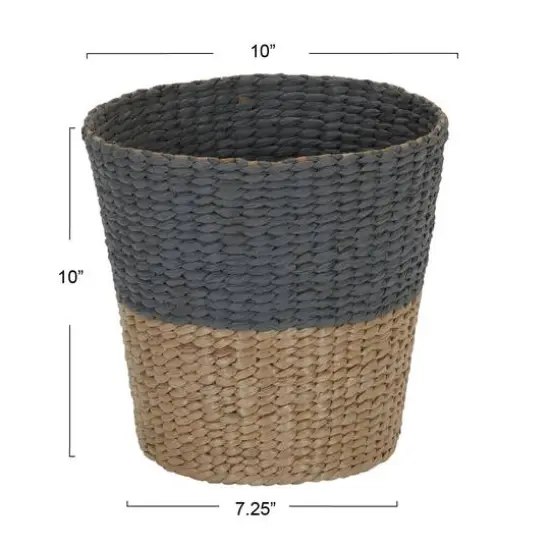 Household Essentials Woven Cattail Waste Basket Gray {6}