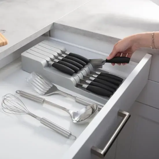 Kitchen Details 2-Tier Gray In-Drawer Knife Organizer {4}