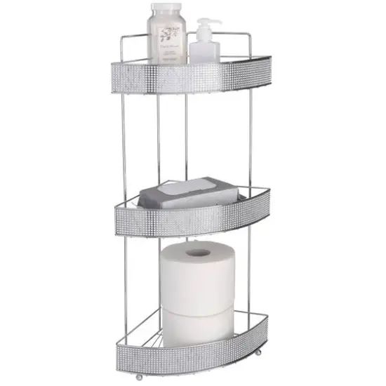 Bath Bliss Pave Diamond Design 3-Tier Corner Bath Shelf {3}