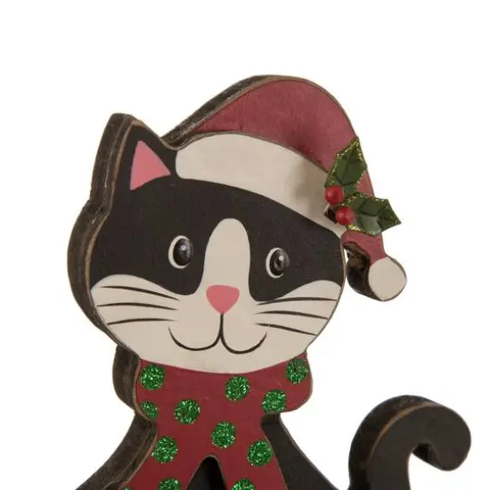 Glitzhome&reg; 8" Wooden & Metal Cat & Dog Stocking Holder Set {7}