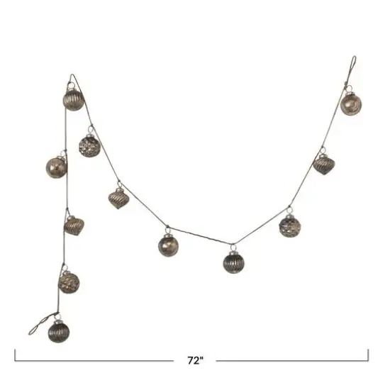 Hello Honey® 6ft. Antique Silver Finish Embossed Mercury Glass Ornament Garland {4}