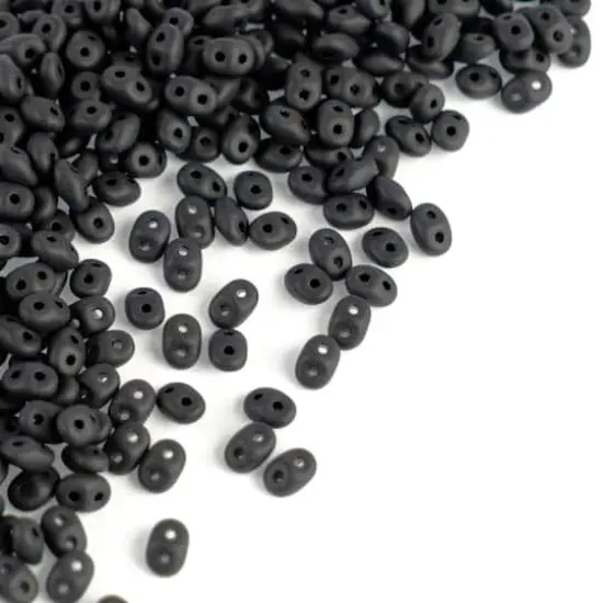 Superduo Two-Hole Czech Glass Beads Jet Matte {1}