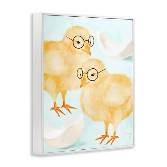 Stupell Industries Easter Chicks Hatched Eggs Yellow Birds Round Glasses Framed Giclee Art White {4}