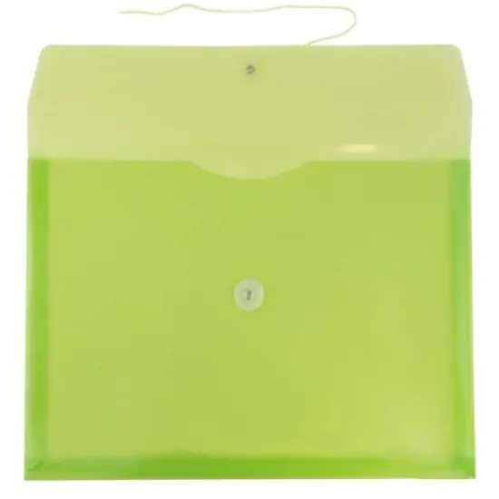 JAM Paper 9.75" x 14.5" Button & String Tie Closure Plastic Envelopes, 12ct. Lime Green {4}