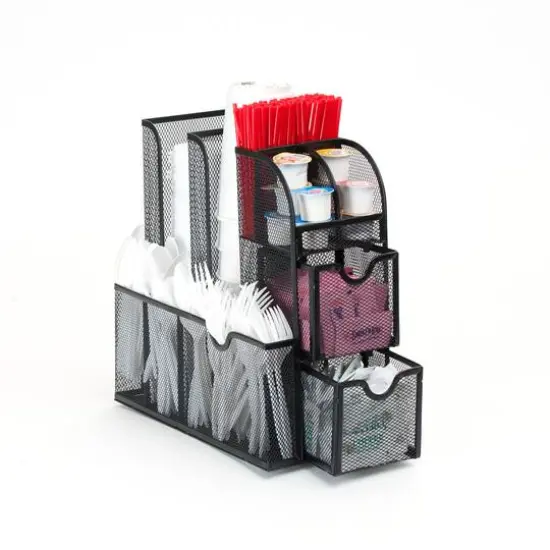 Mind Reader Black Coffee Condiment and Accessories Caddy Organizer {7}