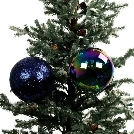 6" Shiny Multicolor & Purple Glitter Plastic Ball Ornament Set by Ashland&reg; {4}