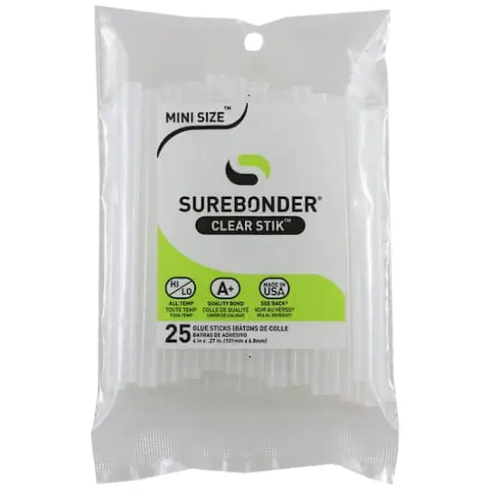 Surebonder® Mini Clear 4" Dual Temp Hot Glue Sticks, 12 Packs of 25 {3}