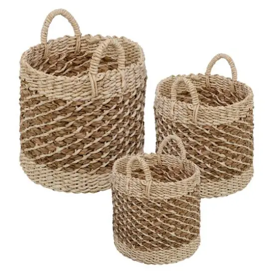 Honey Can Do Coastal Collection Nesting Tea Stained Woven Basket Set {1}