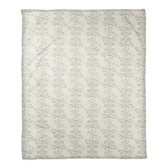 Floral Crest Coral Fleece Blanket Blue {1}