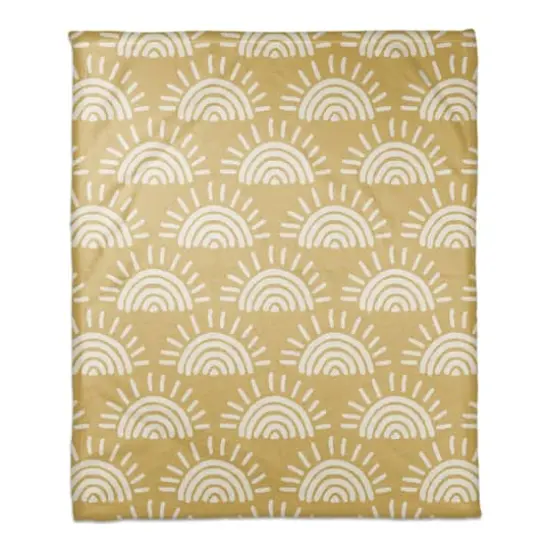 Sun Pattern Coral Fleece Blanket Yellow {1}