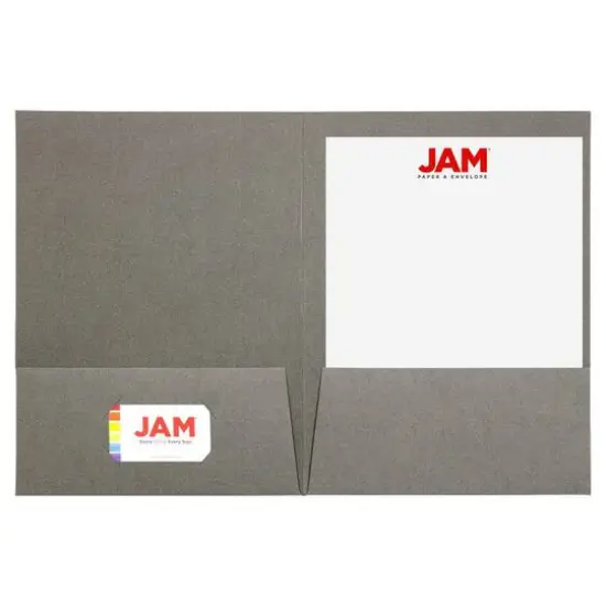 JAM Paper 9.5" x 11.5" 2-Pocket Linen Folders, 6ct. Gray {9}