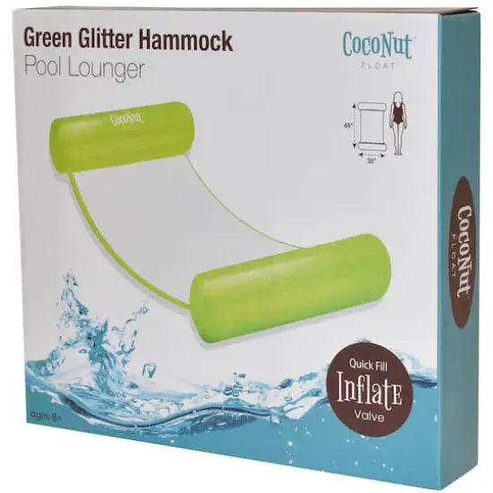CocoNut Float 4ft. Green Glitter Hammock Pool Lounger {1}