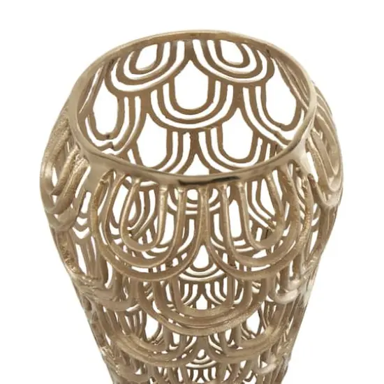 35" Gold Art Deco Arches Aluminum Vase {4}