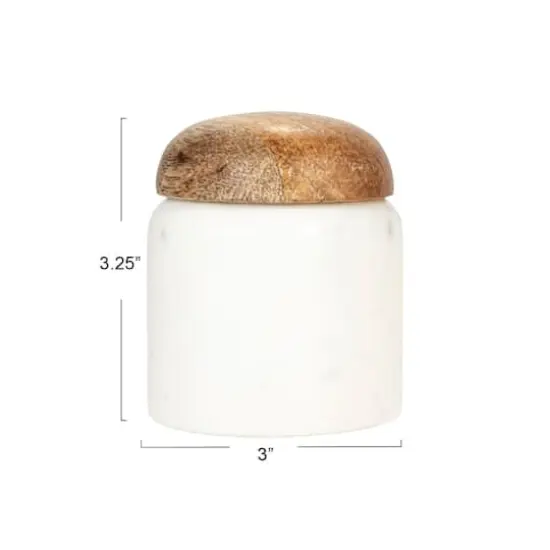 Hello Honey® 3.25" White Marble & Mango Wood Pinch Pot with Lid {4}