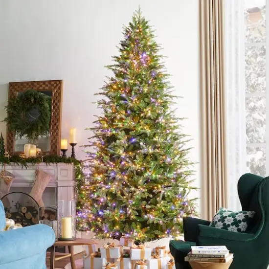 Glitzhome&reg; 9ft Pre-Lit Full Fir Artificial Christmas Tree, Multicolor LED Lights {4}