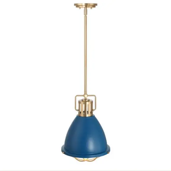 Hello Honey&reg; Kent Industrial Oversized Caged Metal Ceiling Light Blue/Gold {10}
