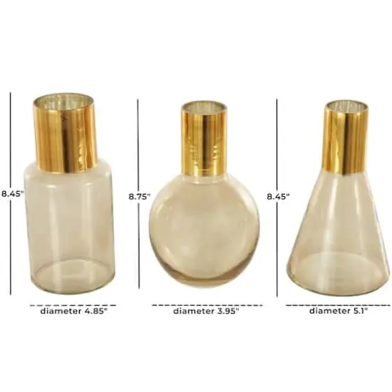 Gold Glass Geometric Tinted Decorative Vases, 3ct. {5}