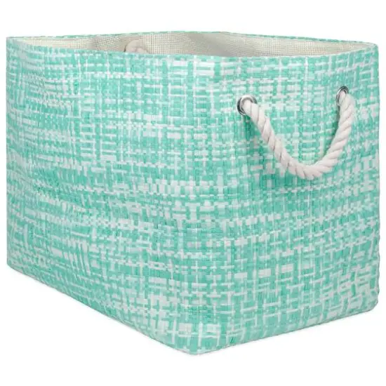 DII&reg; Large Tweed Rectangle Woven Paper Storage Bin Aqua {2}