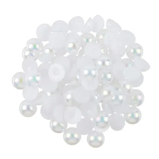 7.5mm White AB Round Flatback Plastic Pearls, 1,200ct. by Bead Landing&trade; {1}