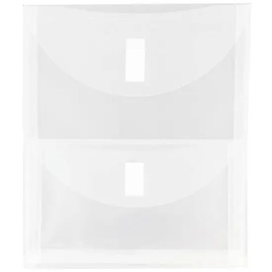 JAM Paper 9.75" x 13" Clear Plastic Hook & Loop 2 Pocket Open End Envelopes, 10ct. {1}