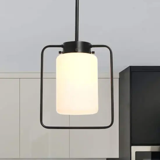 Hello Honey&reg; Robert Stevenson Lighting Ezra Metal & Frosted Glass Convertible Ceiling Light Black {5}
