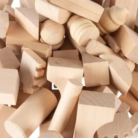 Toy Time Wooden Blocks Classic Building Set with Storage Bag {5}