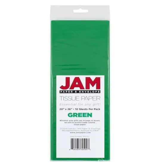 JAM Paper 20" x 26" Tissue Paper, 2 Packs of 10 Sheets Green {6}