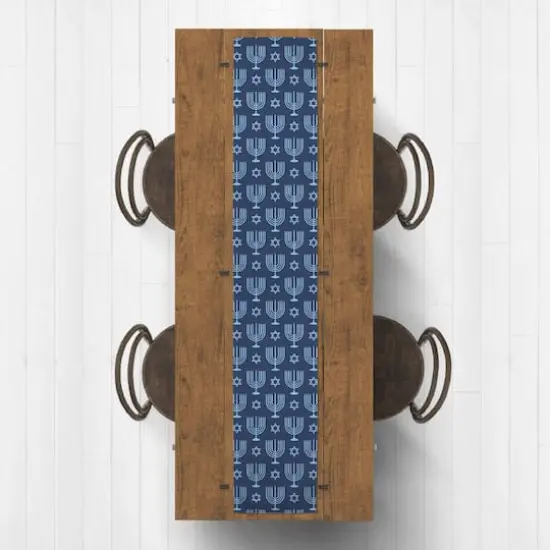 Menorah Print 16x72 Cotton Twill Runner {3}