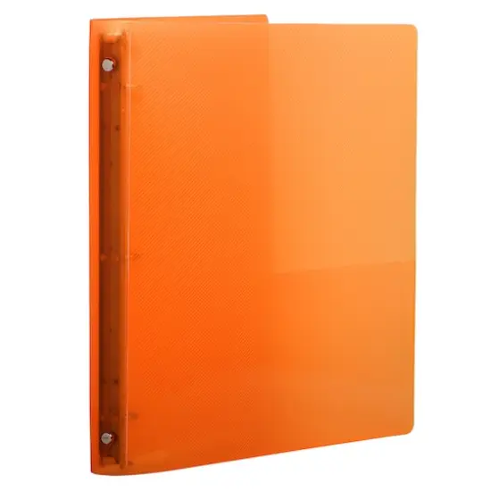 JAM Paper 0.75" Glass Twill Plastic 3-Ring Binder Orange {4}