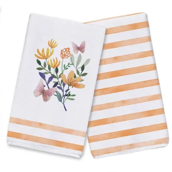 Butterflies and Flowers Tea Towel - Set of 2 {1}