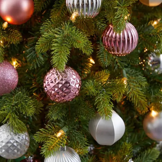 101ct. 2" Pink & Silver Shatterproof Ball Ornaments {6}