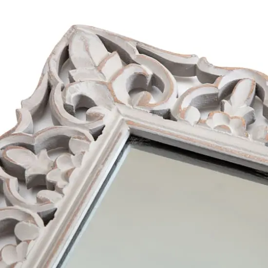 Habitat Calie 25" Distressed Gray Mirror with Carved Botanical Frame {4}