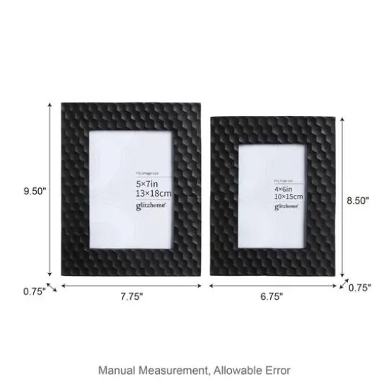 Glitzhome&reg; Black Honeycomb Resin Tabletop Picture Frame Set {9}