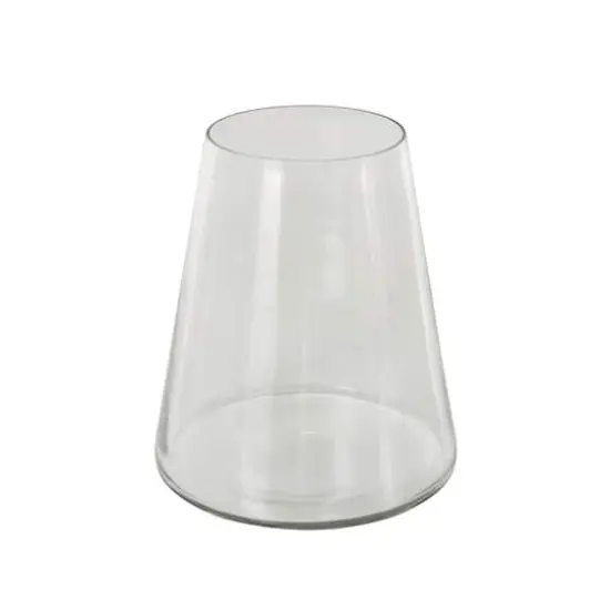 8.5" Clear Glass Wide Cone Shaped Decorative Vase {7}