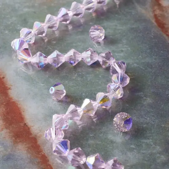 Preciosa Glass Crystal Bicone Beads, 8mm by Bead Landing&trade; Light Rose AB {3}