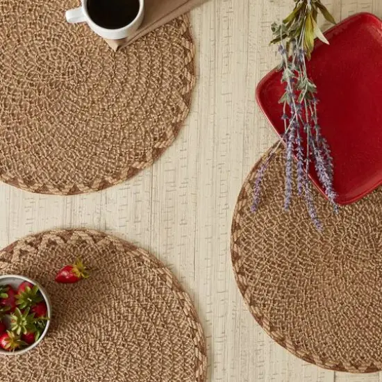 DII&reg; 15" Round Natural Lattice Woven Placemat Set, 6ct. {6}