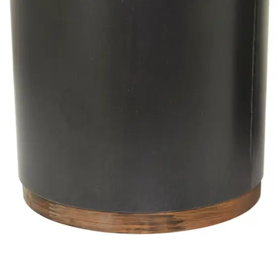 Black Metal Accent Table with Brown Wood Top Set of 2 21", 19" {5}