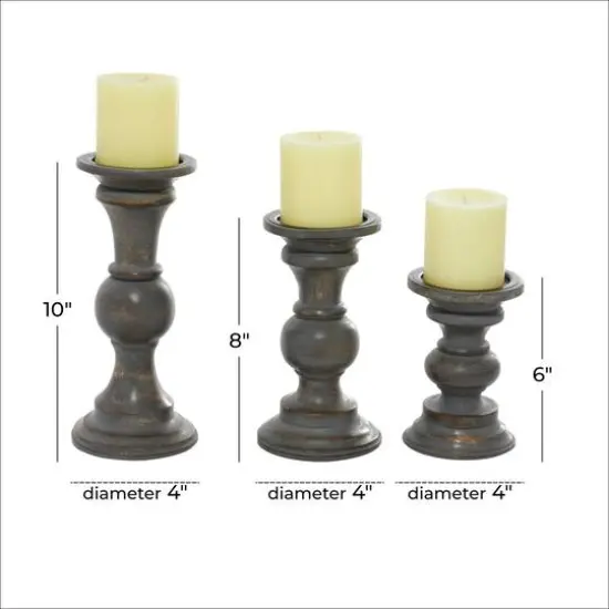 Brown Mango Wood Country Cottage Candle Holder Set {8}