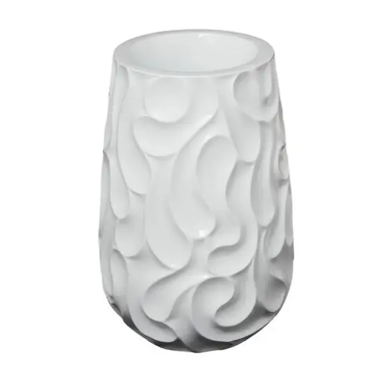 24" White Wave Textured Vase {5}